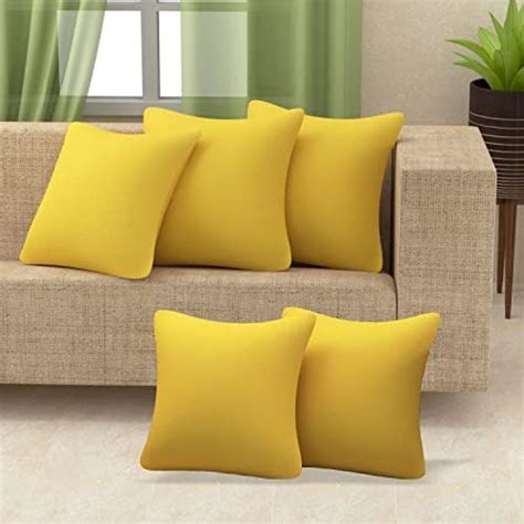 Buy AIRWILL Cotton Plain Yellow Themed Cushion Covers for Cushions ...