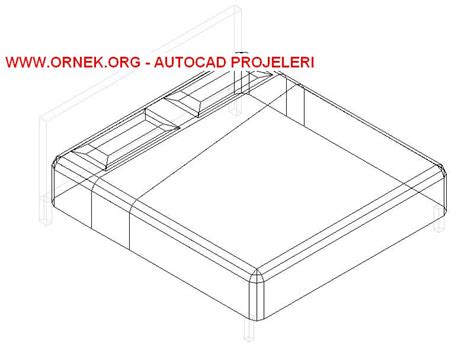 3 Boyutlu Çift Kişilik Yatak dwg projesi - Autocad Projeler