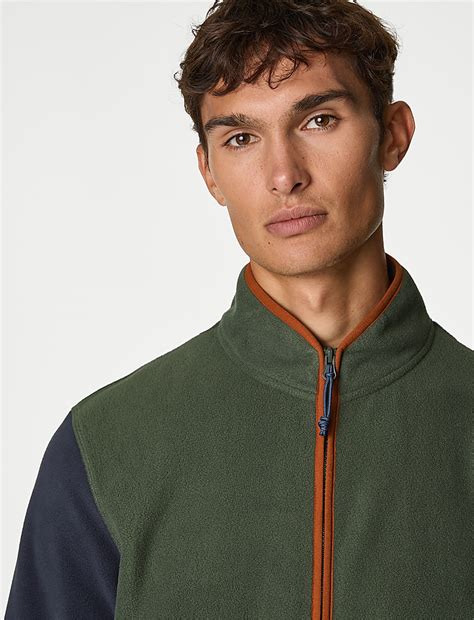 Buy Half Zip Colour Block Micro Fleece at Marks & Spencer