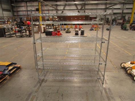 Lot (1) Uline 4-Shelving Stainless Wire Shelving Rack, 18" X 60" X 64 ...