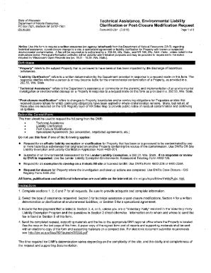 Fillable Online dnr wi Clarification or Post-Closure Modification ...