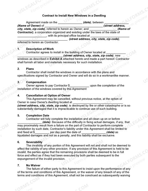 Image result for Window Installation Contract Sample