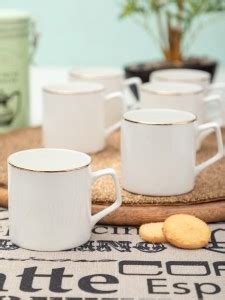 SONAKI Pack of 6 Bone China Bone China Tea Cups/Coffee Mugs with Real ...