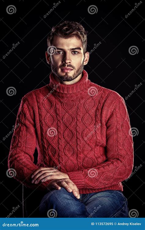Male red sweater stock image. Image of model, clothing - 113572695
