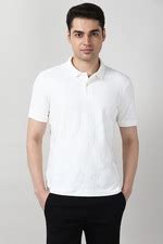Peter England Casuals Polo T-Shirts, Men White Textured Polo Neck T ...