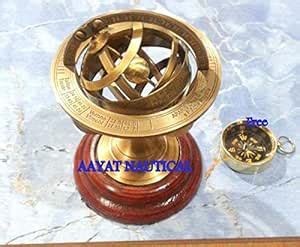 5 INCH Solid Brass DEMONSTRATIONAL Armillary Sphere Free Compass Nice ...