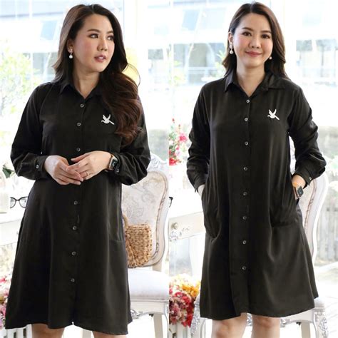 Women shirt dress with side pockets-Black – Trendyfashionbysn