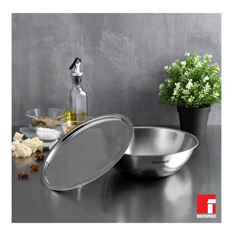 Bergner Argent Triply 18 cm Tasla/Kadai, 1.3 L Capacity, Cook/Serve, S ...