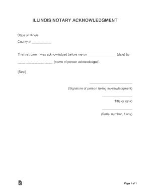 Illinois Notary Acknowledgment - Blank Fillable Template | Fill Out ...