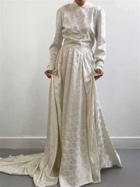 Vintage Satin Floral Wedding Gown by Adored Bridal | Wedding gowns ...