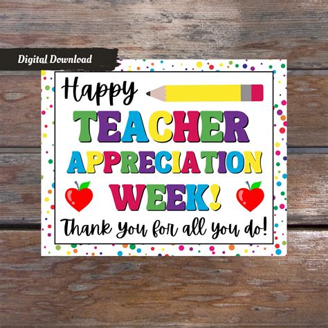 Teacher Appreciation Week Thank You Teachers Printable Gift Tag for ...