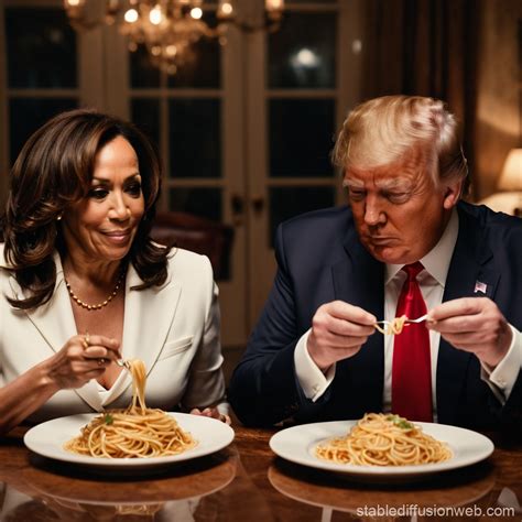 donald trump and kamala harris eating spaghetti Prompts | Stable ...