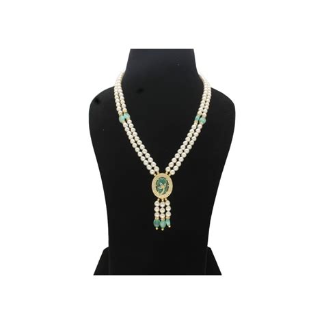 Buy Sri Jagdamba Pearls Green Opal Pearl Necklace with Earrings Online