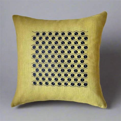 Pista-Green Embroidery Ramie Cushion Cover - 16" x 16" – TooFabStore