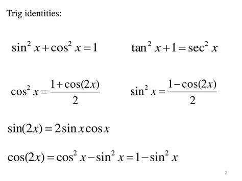 Image result for Basic Trig Integrals
