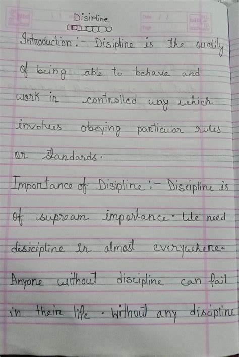 write essay on discipline, need of the hour - Brainly.in