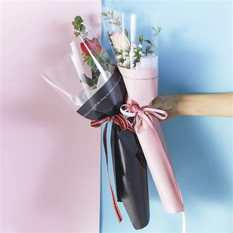 7朵丝带玫瑰花束简易包装教程