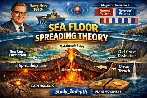 Sea Floor Spreading Theory – Concept, Evidence & Diagrams | UPSC Geography