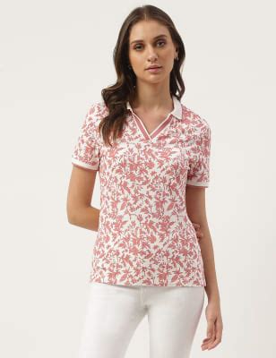 Pure Cotton Printed Polo T-Shirt