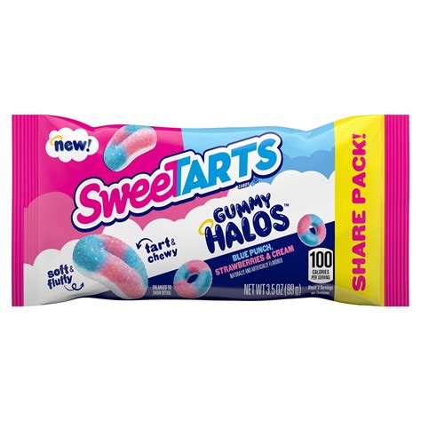 SweeTARTS Gummy Halos, Candy, Blue Punch and Strawberries and Cream ...