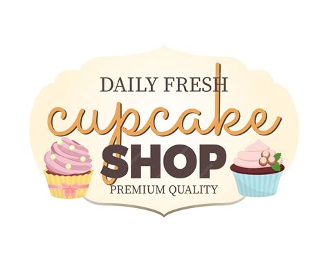 Sweet bakery label with cupcakes cute vintage style | Premium Vector