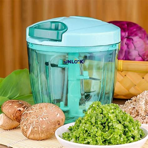 UNLOCK® Vegetable Chopper Cutter 900ml - Big Size Quick Chopper for ...