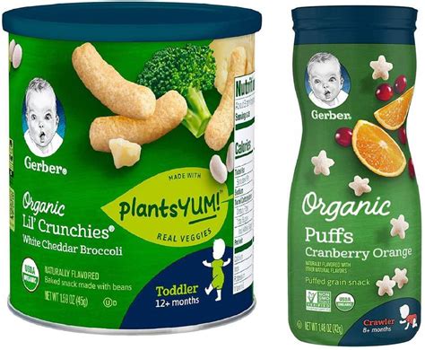GERBER Lil Crunchies & Puffs Combo (Pack of 2) - White Cheddar Broccoli ...