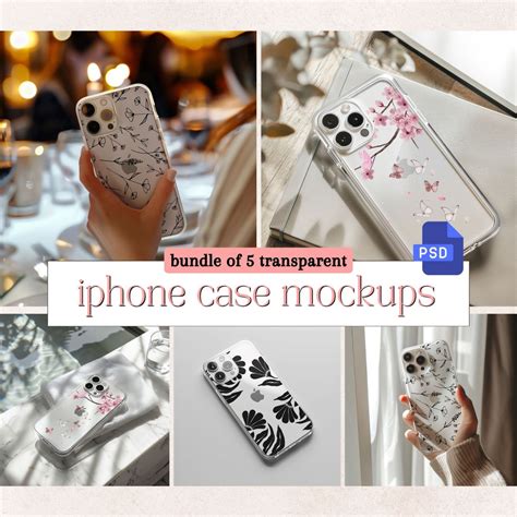 IPhone Case Mockup PSD Template: Transparent Clear Case (digital ...