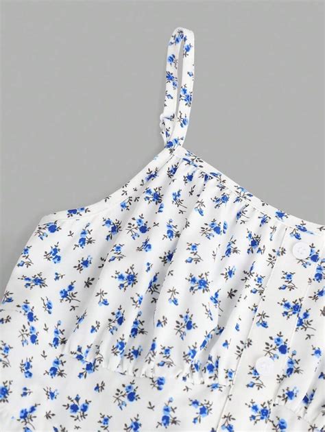 SHEIN Tween Girl Casual Boho Woven Ditsy Floral Spaghetti Strap Dress ...