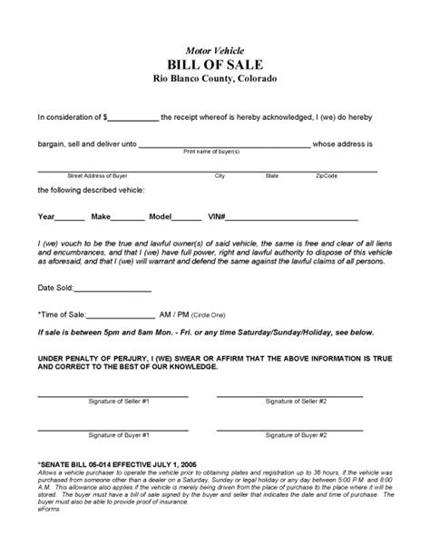 Free Colorado Motor Vehicle Bill of Sale Forms - PDF - eForms