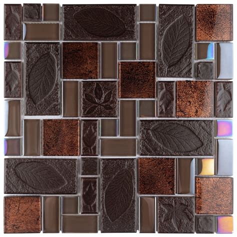 Affinity Tile Garden Versailles Walnut 12-in x 12-in Multi-finish Glass ...