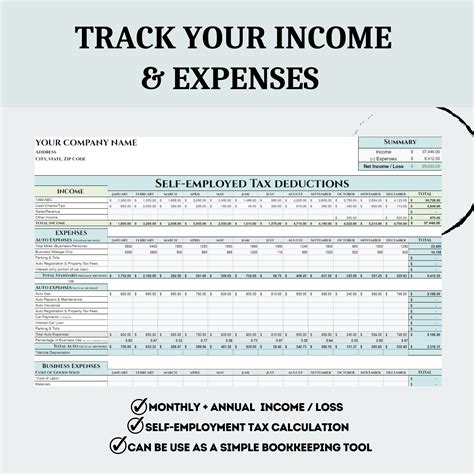 Self-employed Tax Deductions Small Business Expense Tracker Startup ...