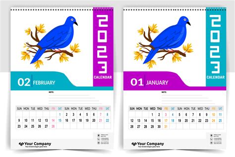 calendario de pared 2023 diseño creativo, diseño de fecha vertical ...