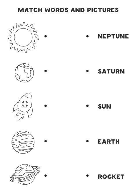 Matching planets of solar system and the words Educational game for ...