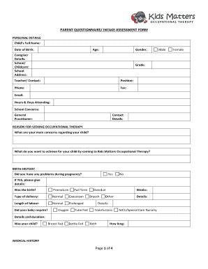 Parent Questionnaire Intake Assessment Form - Fill Out, Sign & Share ...