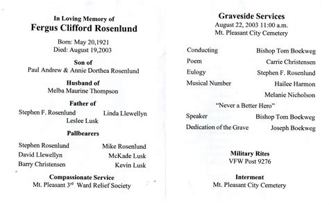 Image result for Graveside Service Program Example
