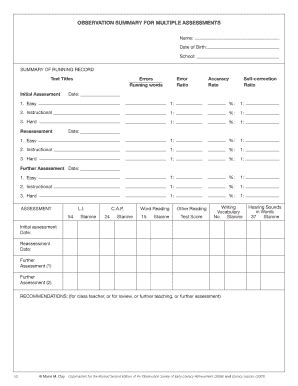 Saroj Ghoting Storytime Early Literacy Observation Form - Fill Online ...