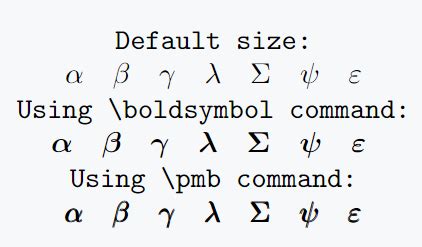 How to represent bold greek letters in LaTeX?