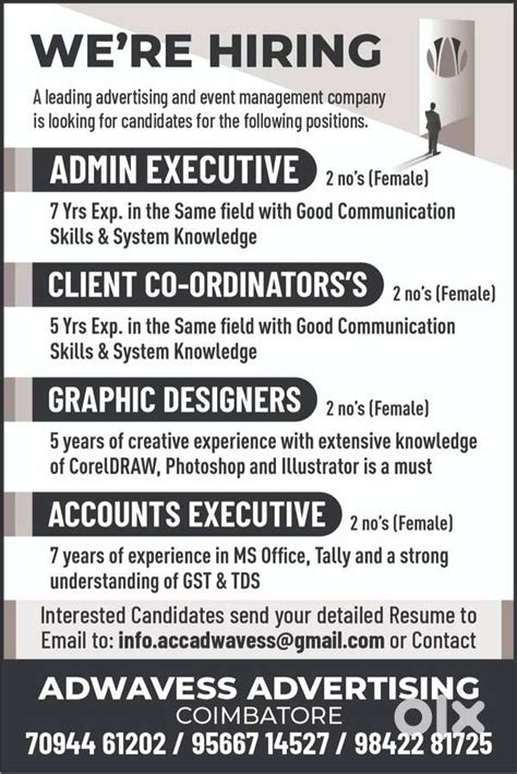 Admin Executive, Client Coordinators, Graphic Designers, Accounts Exer ...