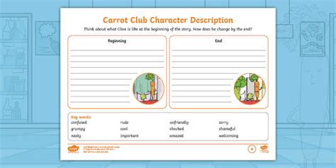 Carrot Club Character Description Differentiated Worksheets