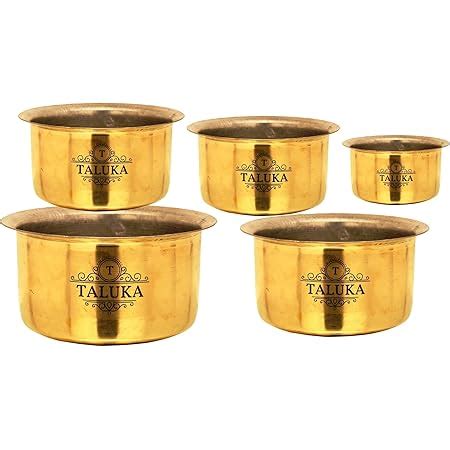 Buy HOKOYA Hammered Brass Bhagona Set/Patila Set/Tope Set of 5 (5 LTR ...