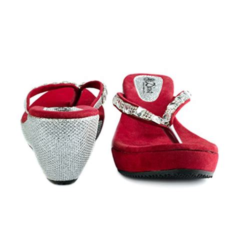 Buy Diva Sparkling Maroon Party Sandal Wedges at Amazon.in