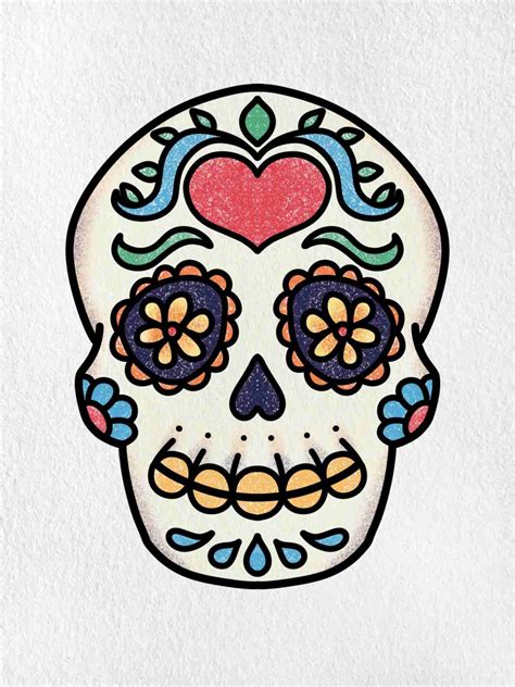Kids will have fun learning how to draw sugar skull with 9 easy ...