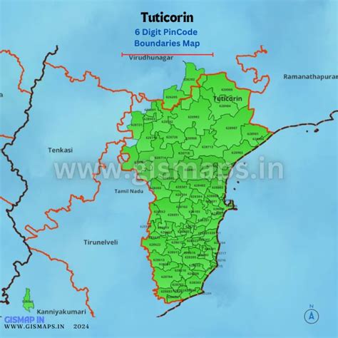 Tuticorin PincodeBoundaries Map (Tamilnadu)