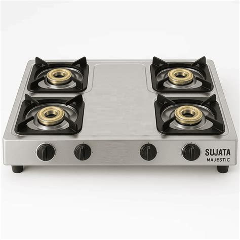 Sujata Cooktop Majestic, 4 Burner Manual Stainless Steel Gas Stove (Si ...