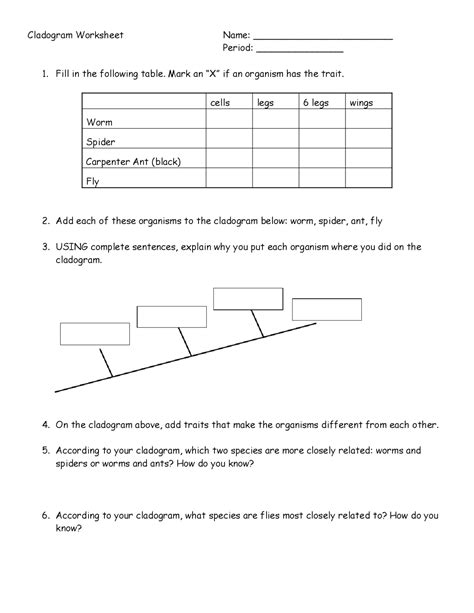 Image result for Cladogram Worksheet