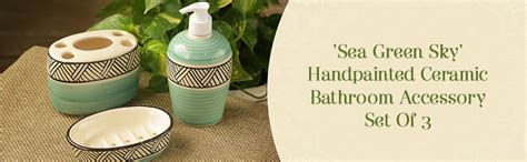 ExclusiveLane 'Sea Green Sky' 3 Piece Ceramic Bathroom Accessories Set ...