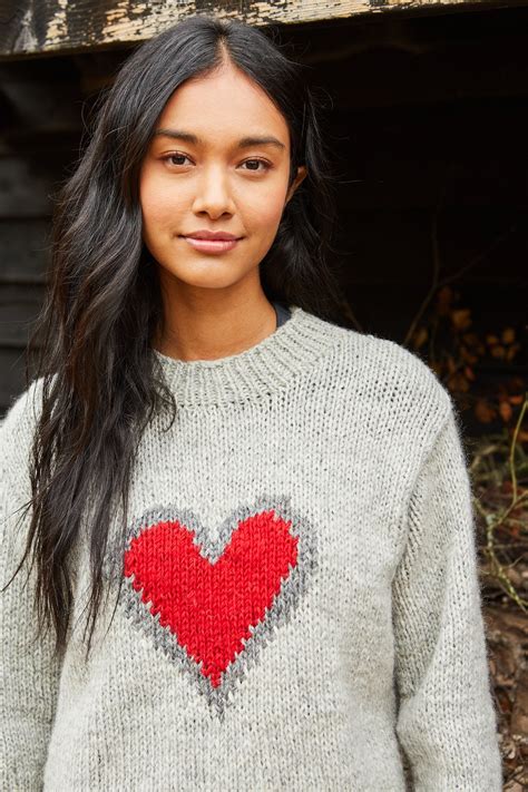 Women's Heart Sweater Red Heart Jumper Love Heart Knitted - CurveDream