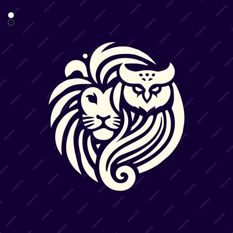 Premium Vector | Lion owl head logo design style
