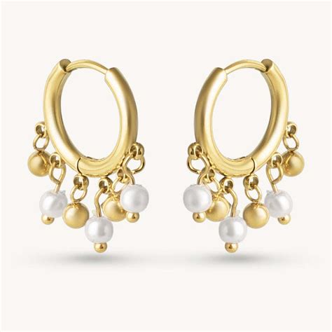 Dangling Pearl Bead Hoop Earring – PALMONAS